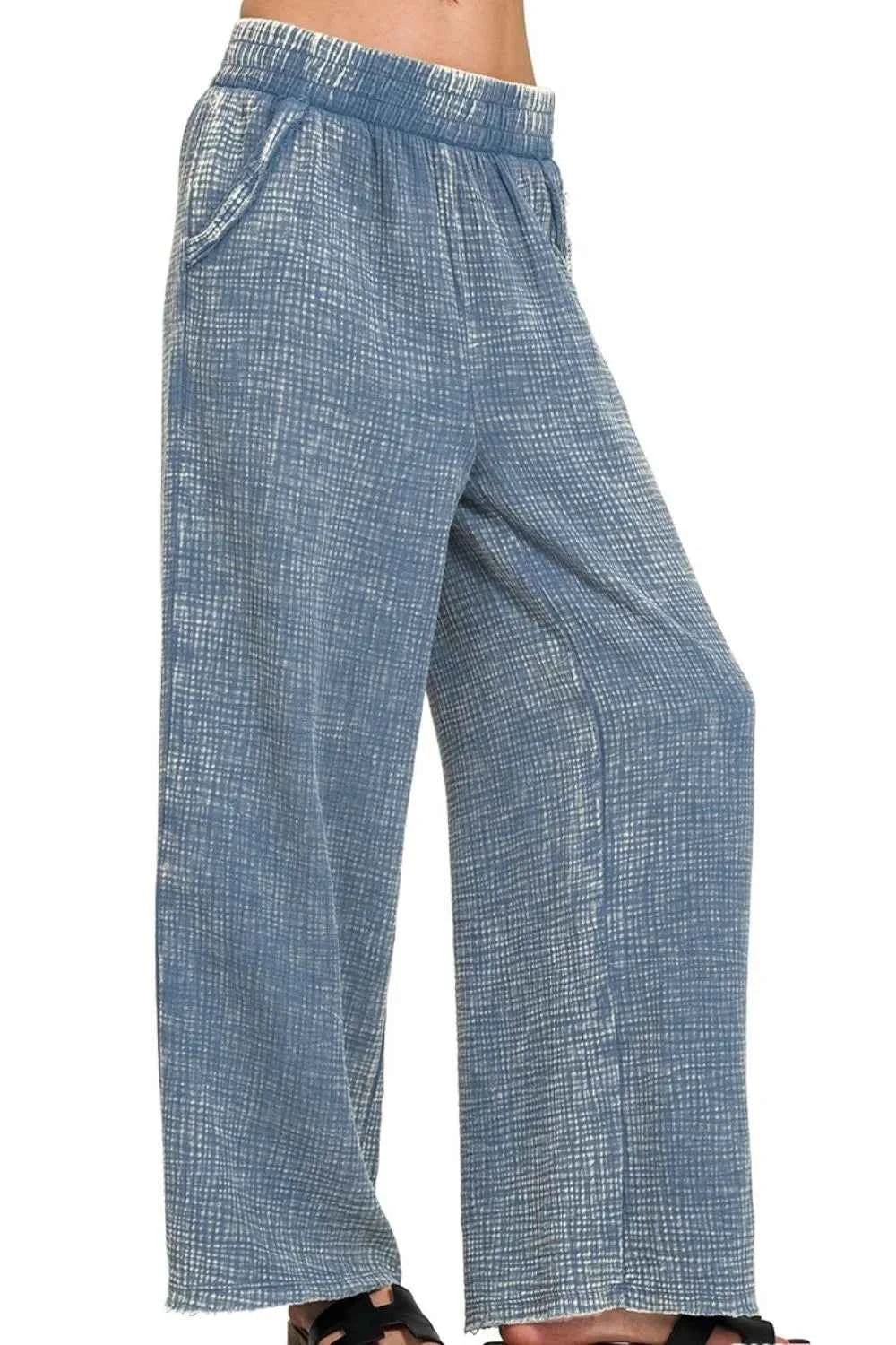 Zenana Washed Double Gauze Elastic Band Waist Pants 00040bb8-bfc8-4a30-8043-b6884bcc125e-Max-Origin