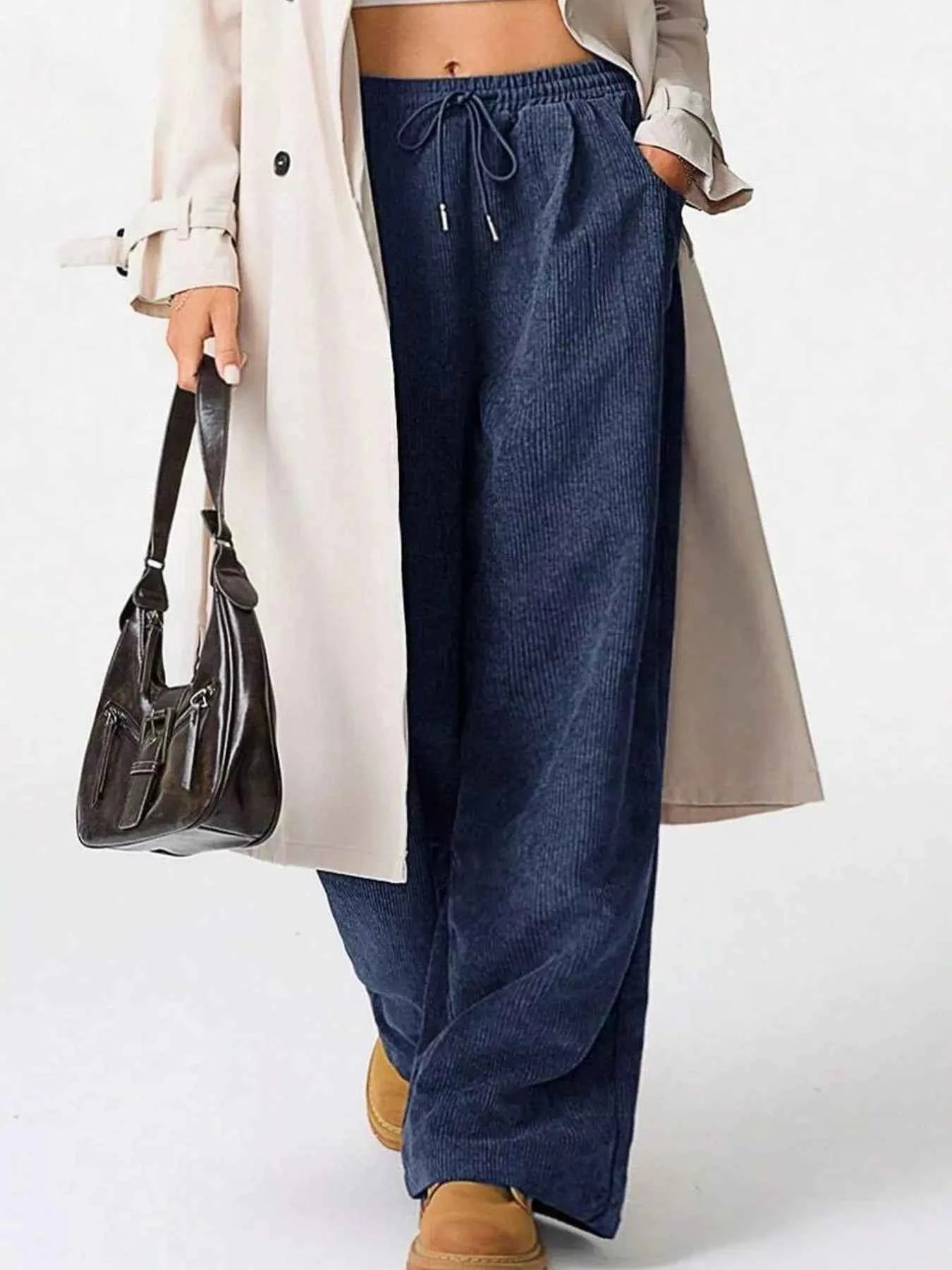 Wide Leg Corduroy Drawstring Pants Blue 011d39cb-c290-488c-92bb-c5170bc9f86f-Max-Origin