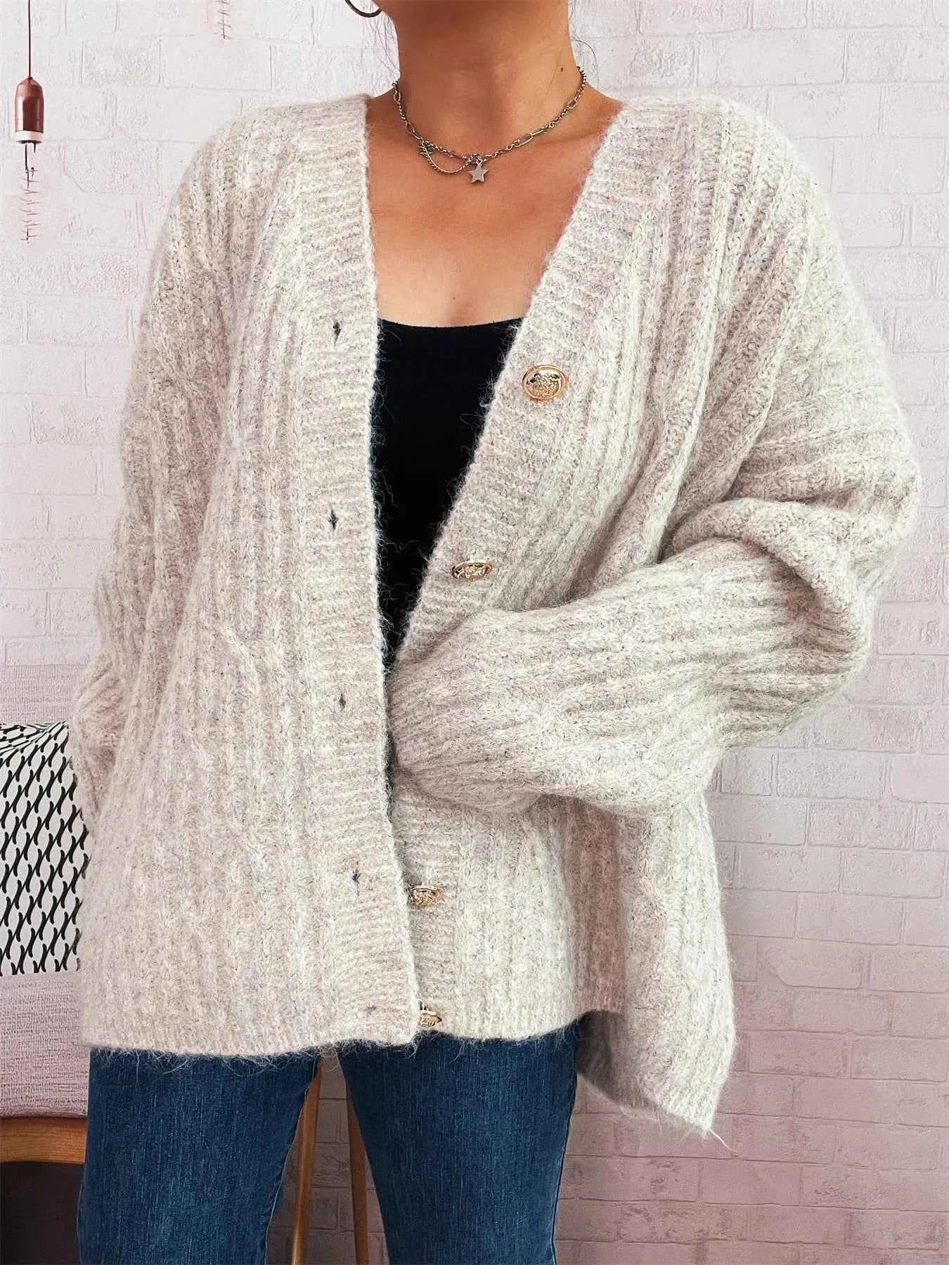 Cable Knit Button-Up Cardigan 0228d31b17be495fb2de5cc1cb32f55c-Max-Origin