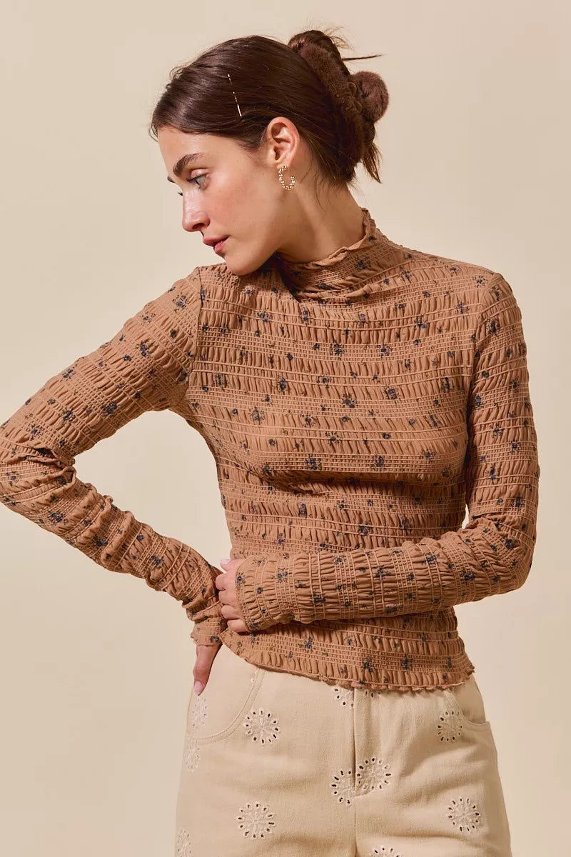 SO ME Floral Print Textured Long Sleeve Knit Top 03334b7bf46a4fed911a74f7f2359784-Max-Origin