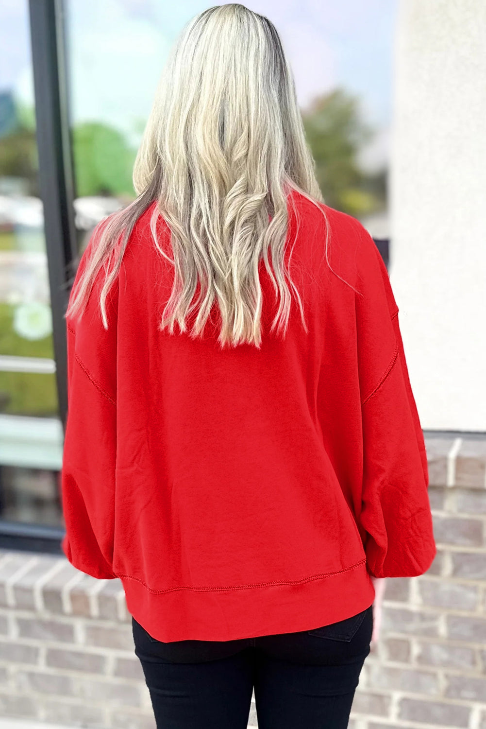 Fiery Red How Bout Them Dawgs Glitter Graphic Sweatshirt 0713c7d642d1be0a