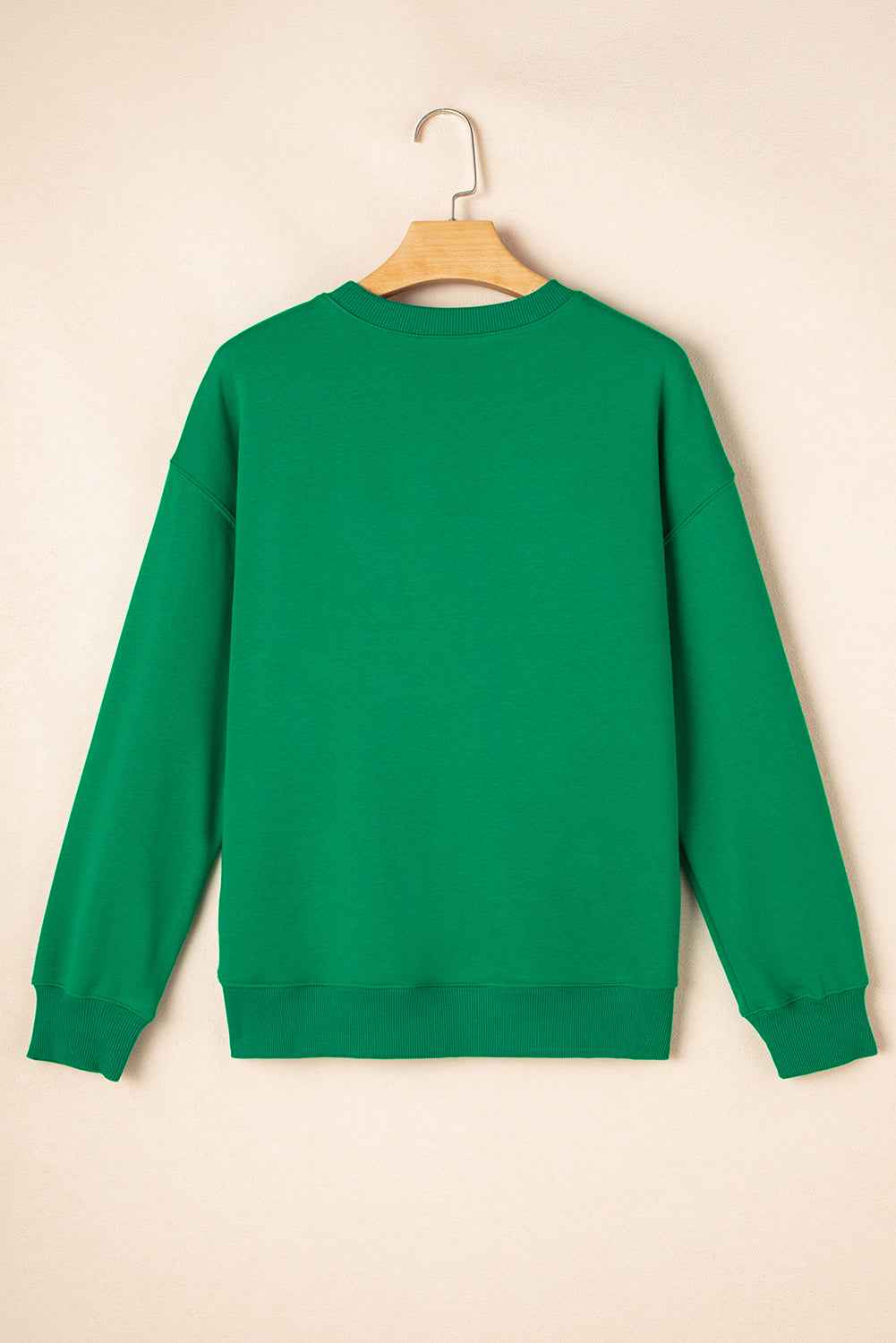 Dark Green Sequin merry Letter Patch Application Drop Shoulder Baggy Sweatshirt Dark Green 50%Polyester+50%Cotton 073ad41578b622c9