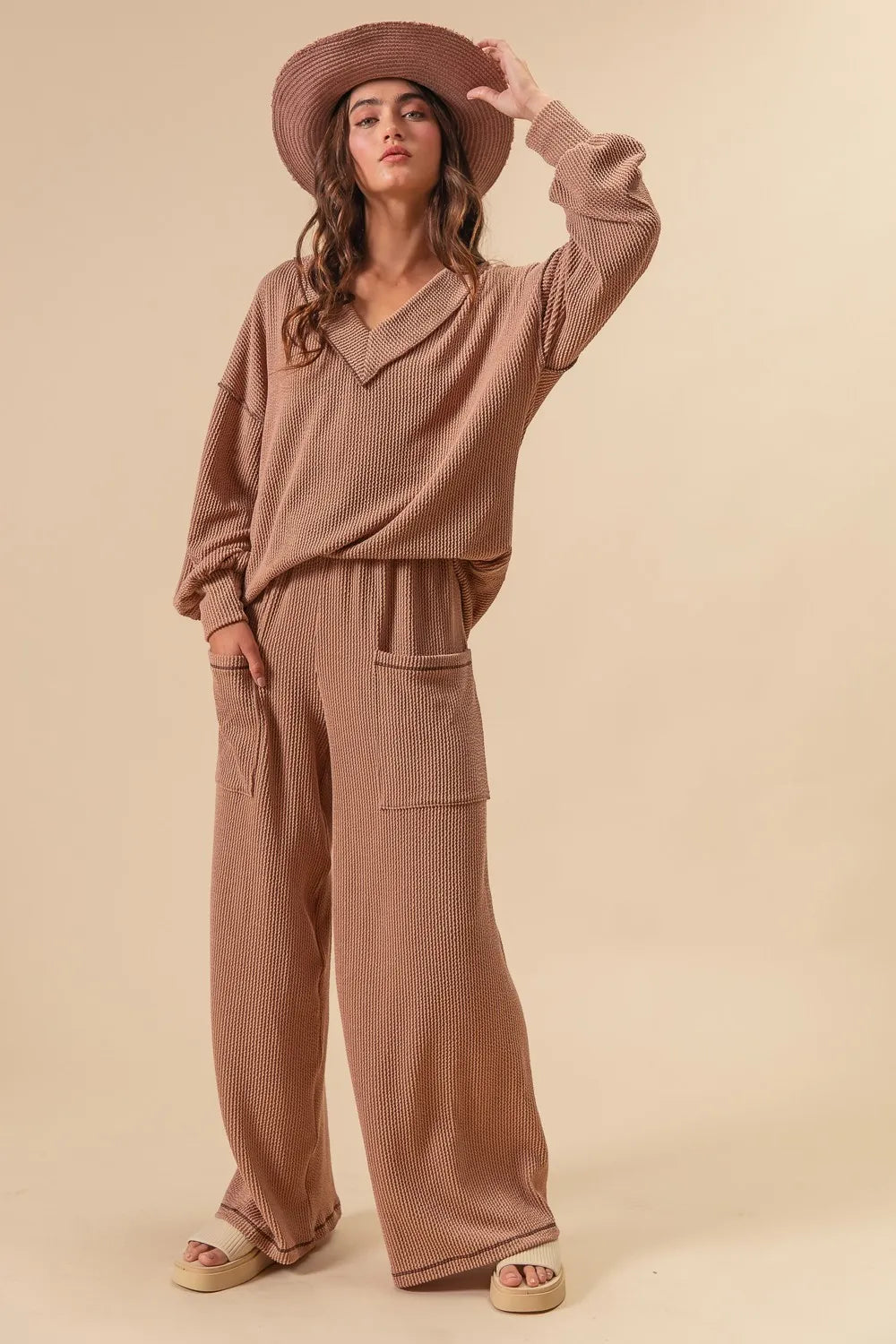 BiBi 2tone Cord Rib Waist Band Side Pocket Pants 094e0a3e67a44aa29cd23167843db137-Max-Origin