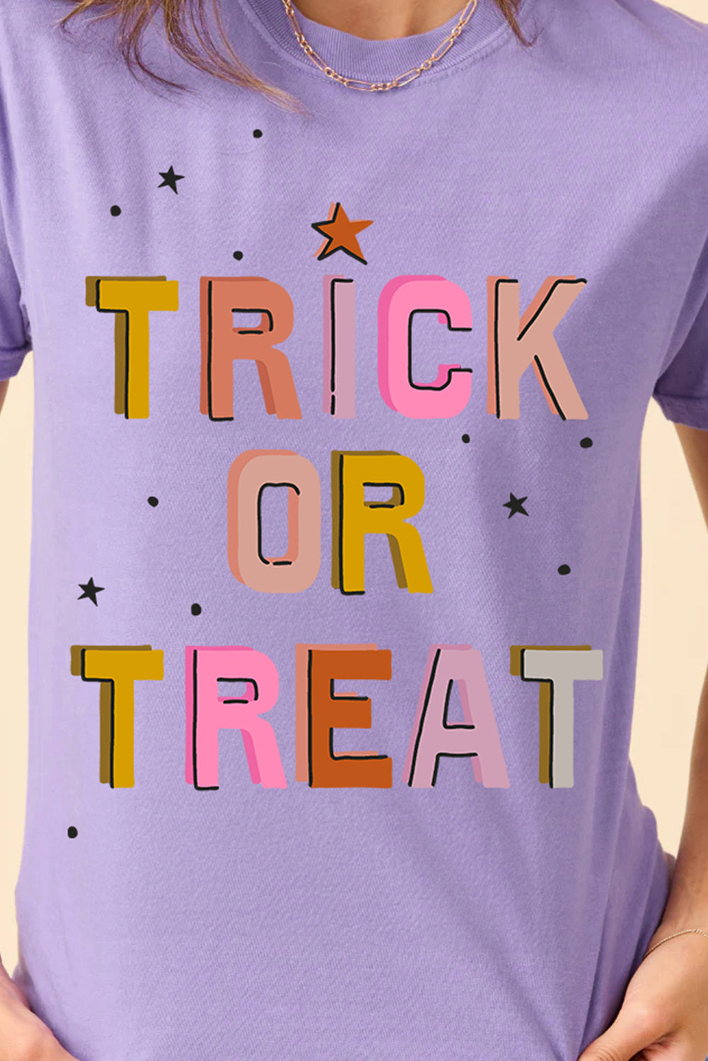 Wisteria TRICK OR TREAT Halloween Heat Transfer Printing Graphic T Shirt 09543efc3e41fc0b