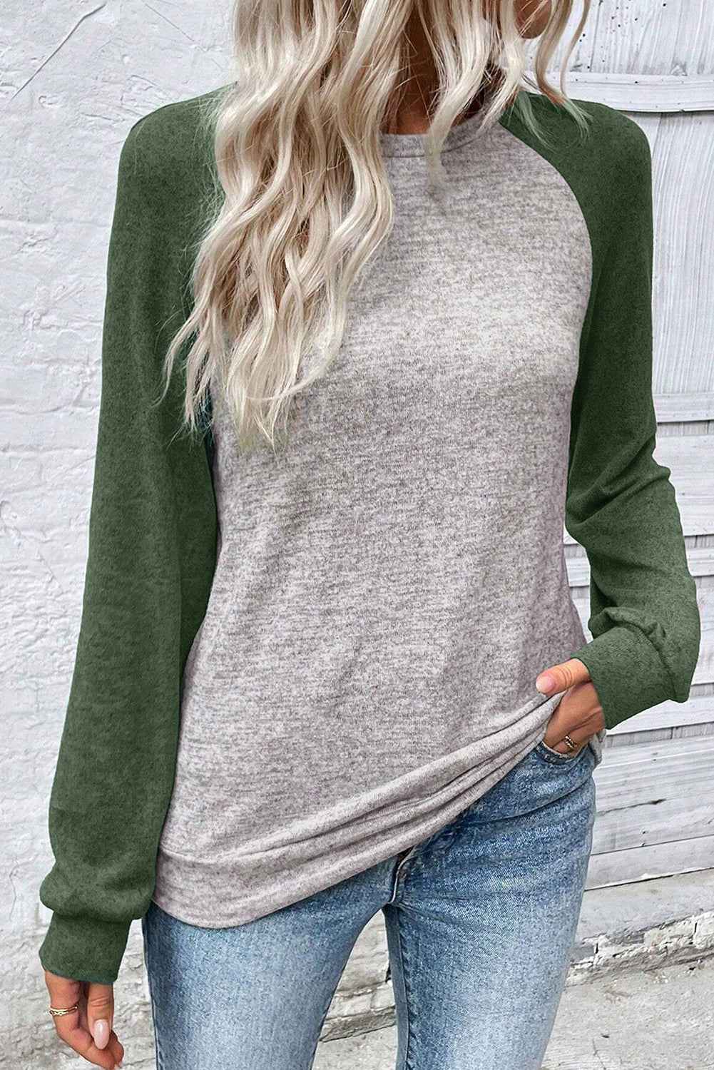 Evergreen Colorblock Raglan Long Sleeve T Shirt