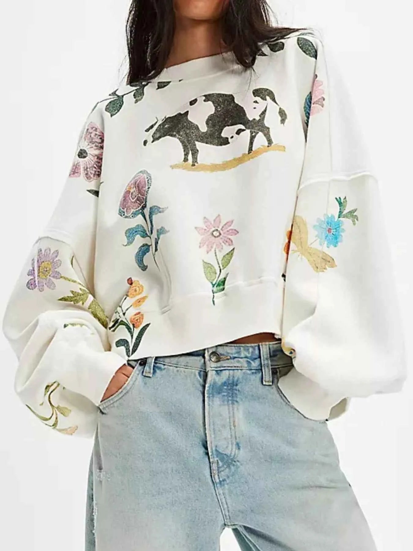 Printed Round Neck Dropped Shoulder Sweatshirt 0ab8e2fc-3aa6-422b-aa75-85ff7efe648b-Max-Origin