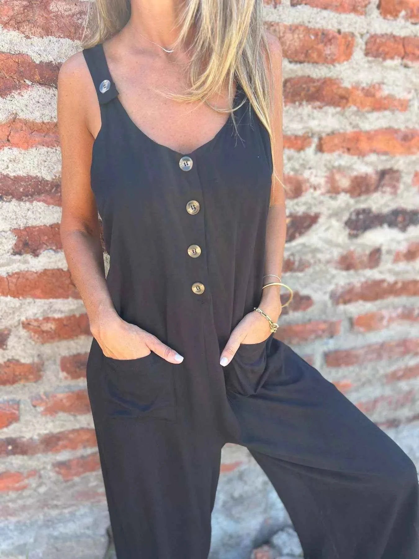 Full Size Button-Front Wide Leg Jumpsuit Plus Size Black 0b102db217db4bfc8ecb982ab6b82752-Max-Origin