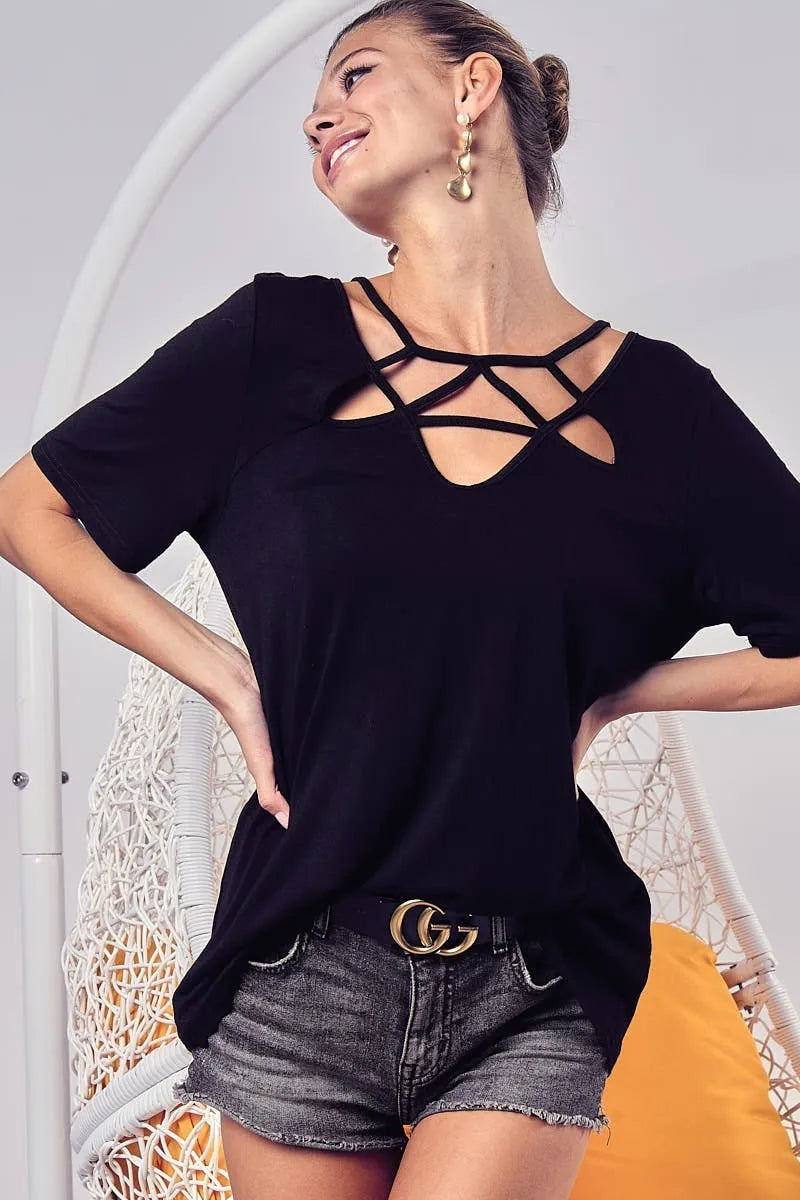 BiBi Silky Knit Top with Front Details BLACK 0e5696f01ac14d0cbc3d144af7bfff0d-Max-Origin
