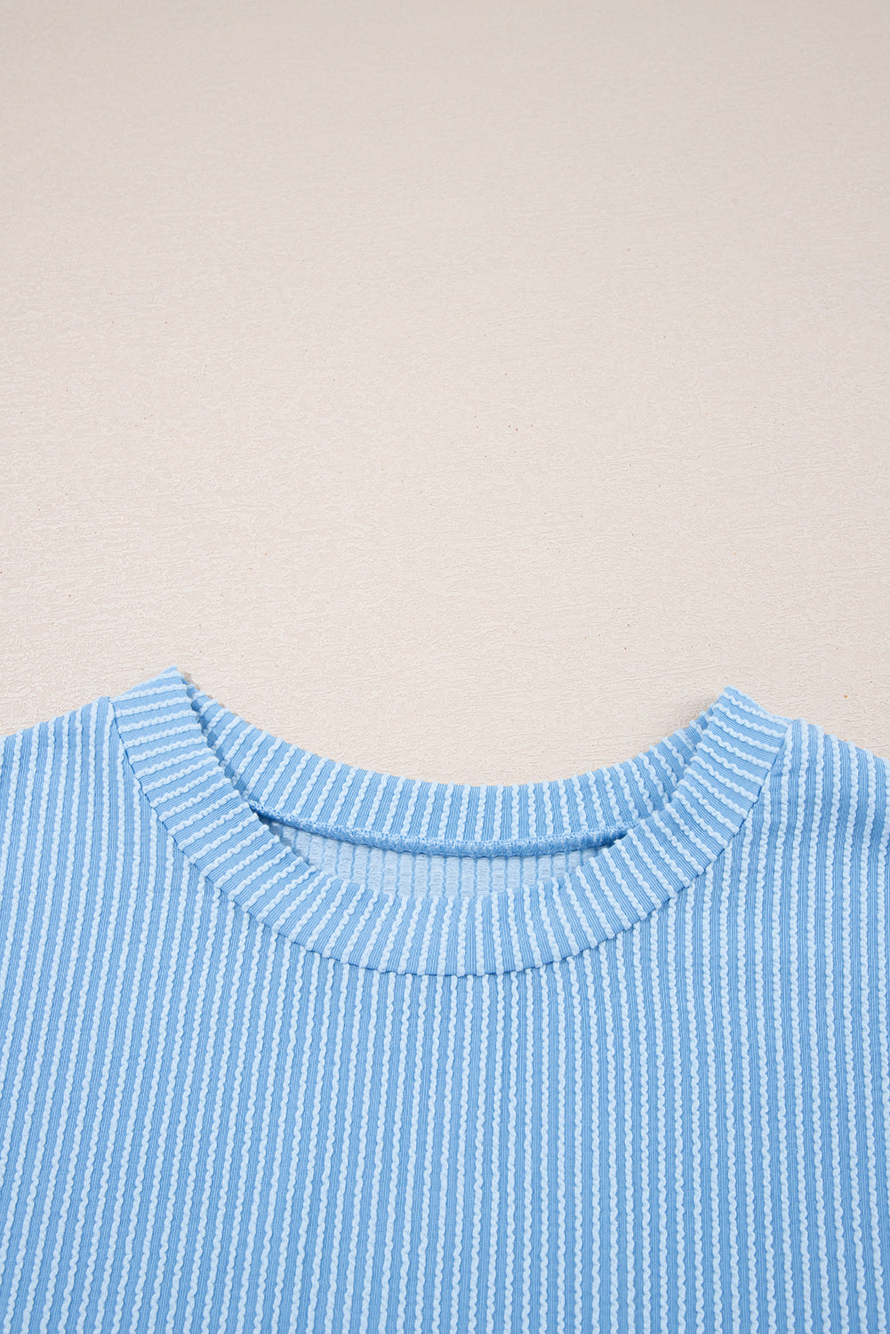 Pink Corded Colorblock Pocket Crew Neck T Shirt 13edb2b3f5783748