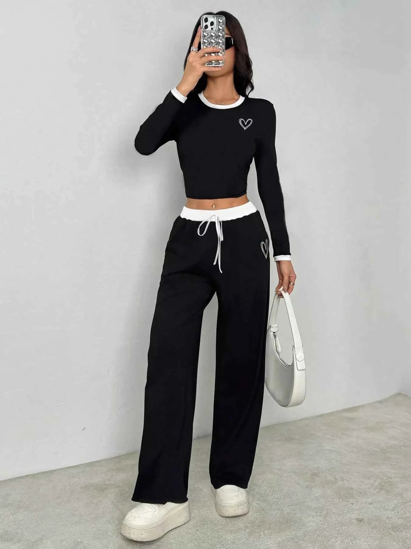 Contrast Trim Crop Top and Wide Leg Pants Set 13f55e00-9c37-46d0-b0f2-2f2e3f90f26d-Max-Origin