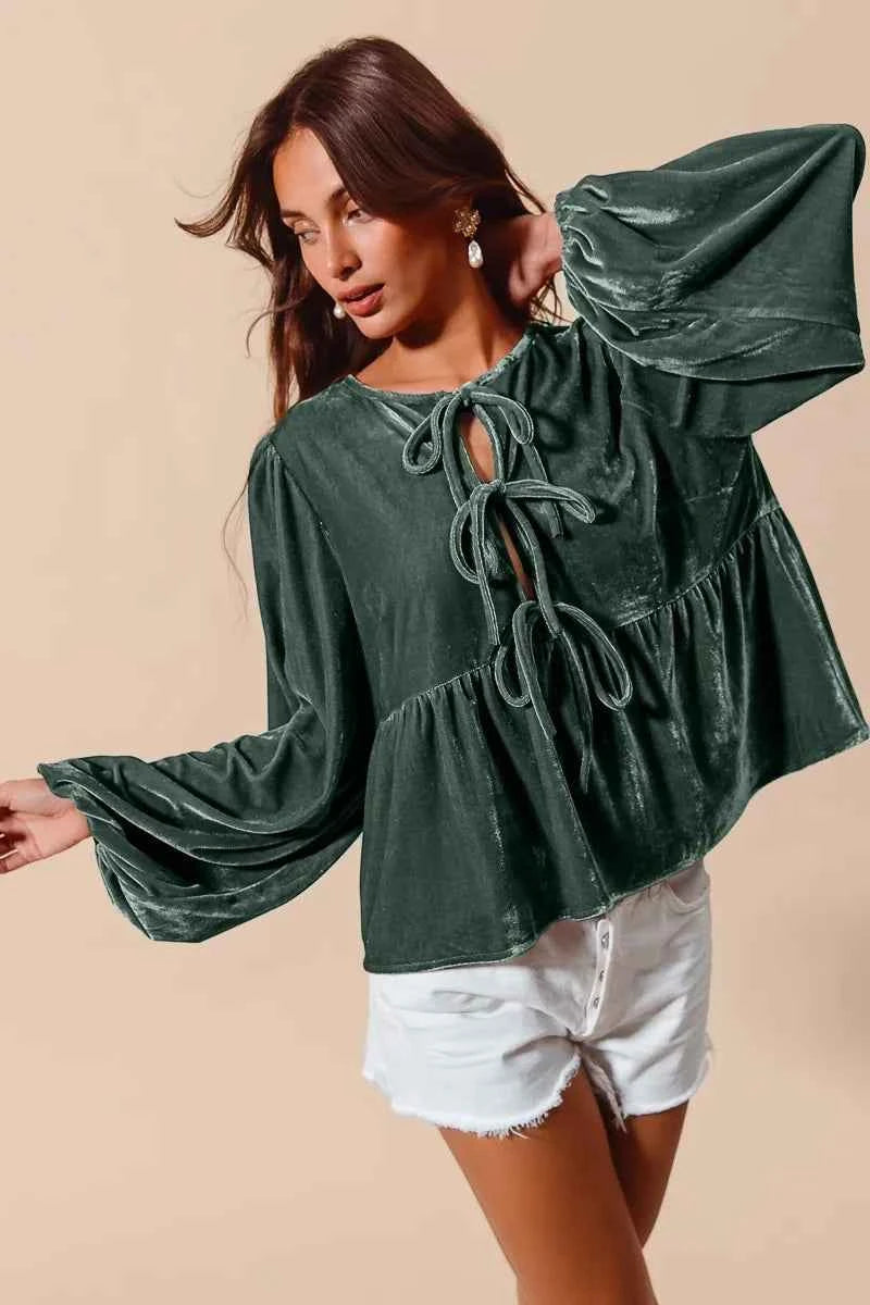 SO ME Spaghetti Strap Front Tie Velvet Holiday Blouse HUNTER 15744056c7ea449da5c7763a9d1420bc-Max-Origin
