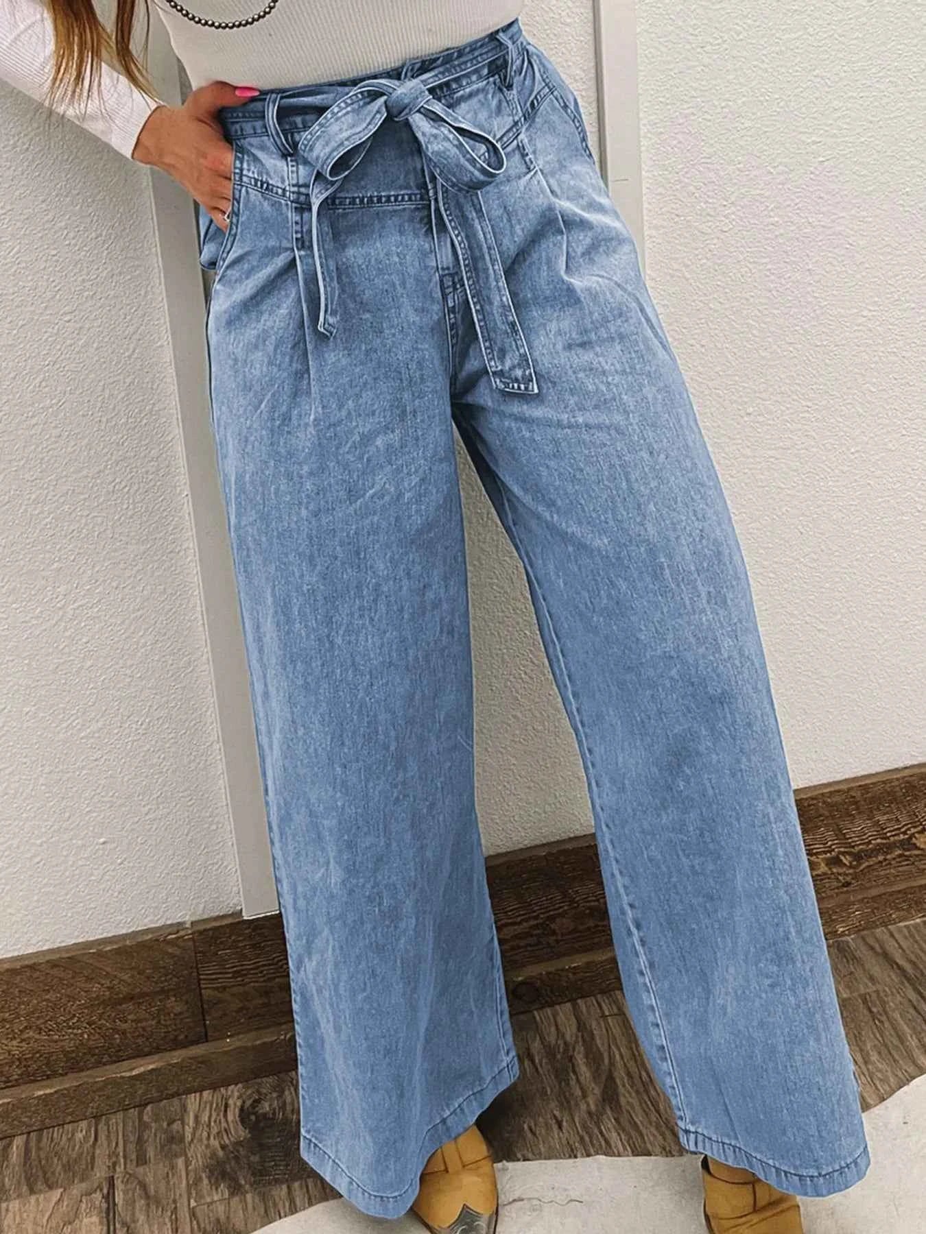 High Waisted Wide Leg Belted Jeans Medium 15ddecc199744e4ab15b774d1feee8dc-Max-Origin
