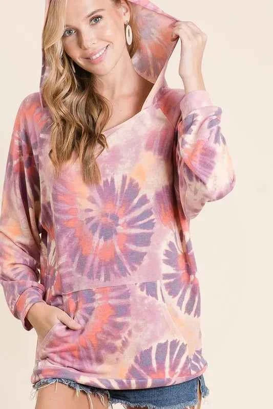 BiBi Circular Tie Dye Print Terry Hoodie with Kangaroo 16e27f22f6bb4dc7987be4c937914d5f-Max-Origin