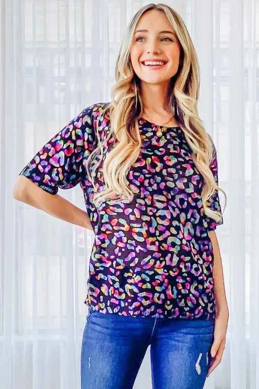 And The Why Leopard Foil Printed Half Sleeve Summer Sweater 1755dac36cbc4c449b3711fd3c67b4fa-Max-Origin