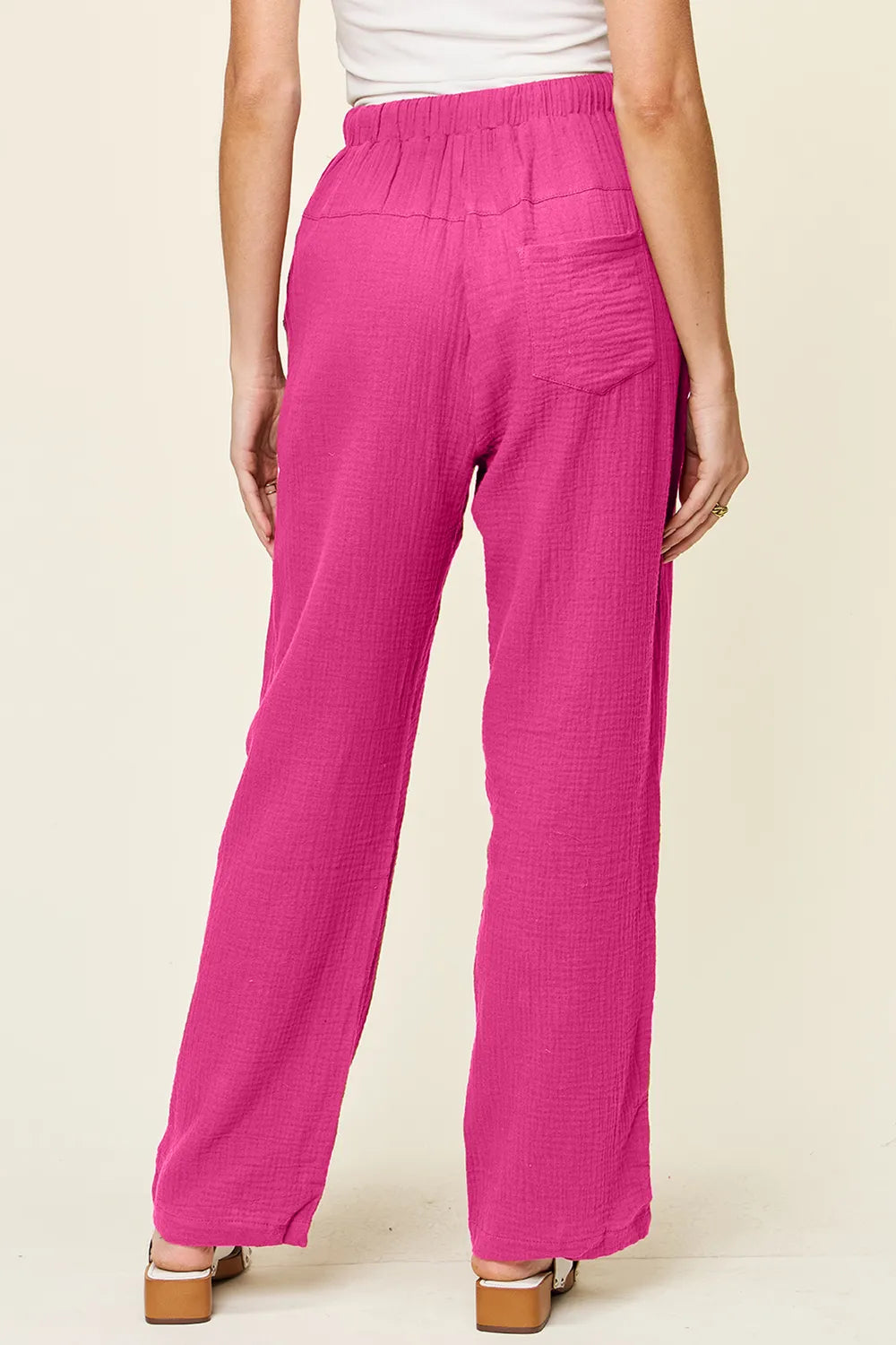 Double Take Full Size Texture Drawstring Straight Pants 186621fb-3a3a-44e0-b65d-8ffd029780ad-Max
