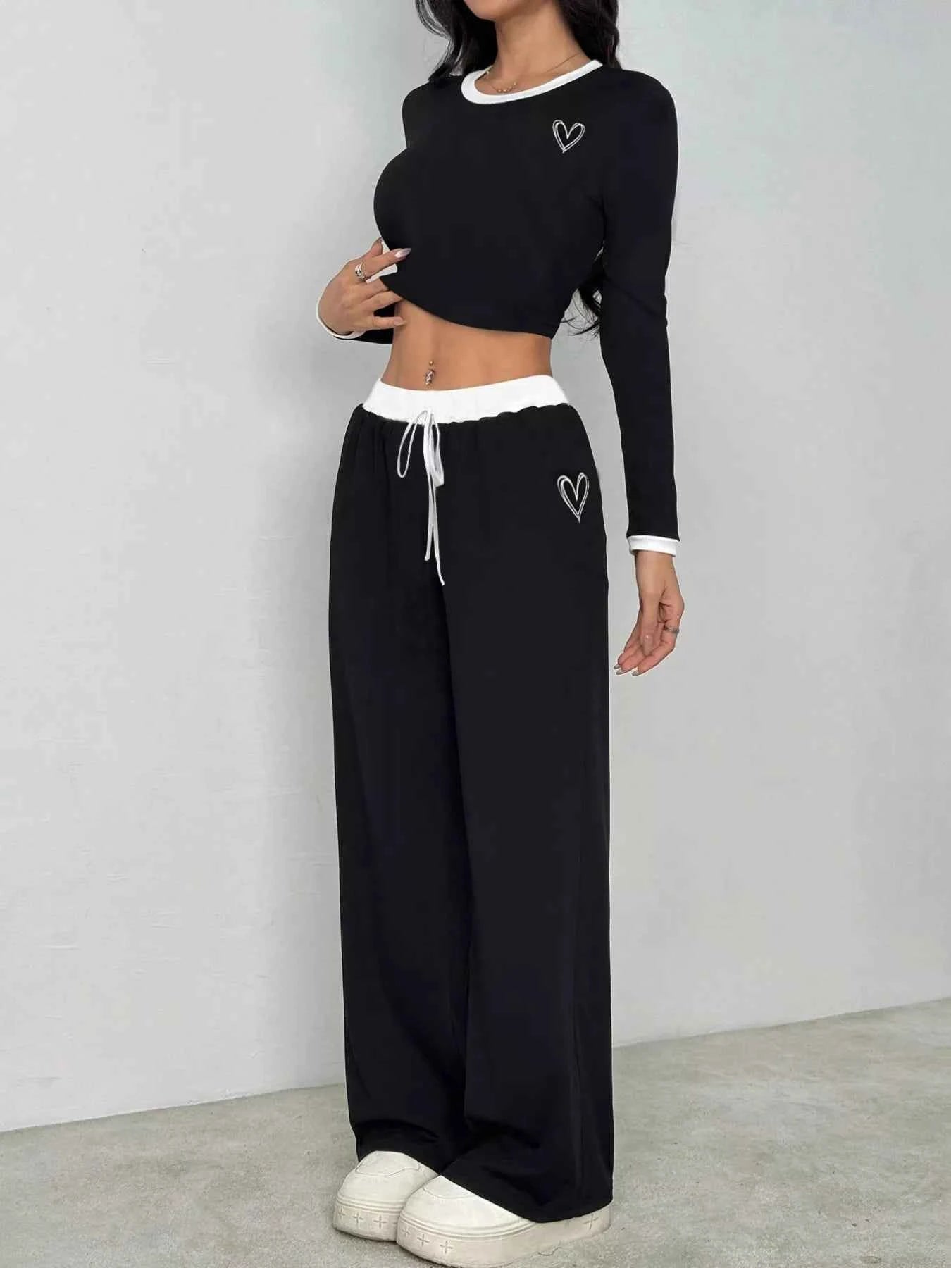 Contrast Trim Crop Top and Wide Leg Pants Set 1a7037c1-2fd0-4358-9f87-97567300ba89-Max-Origin