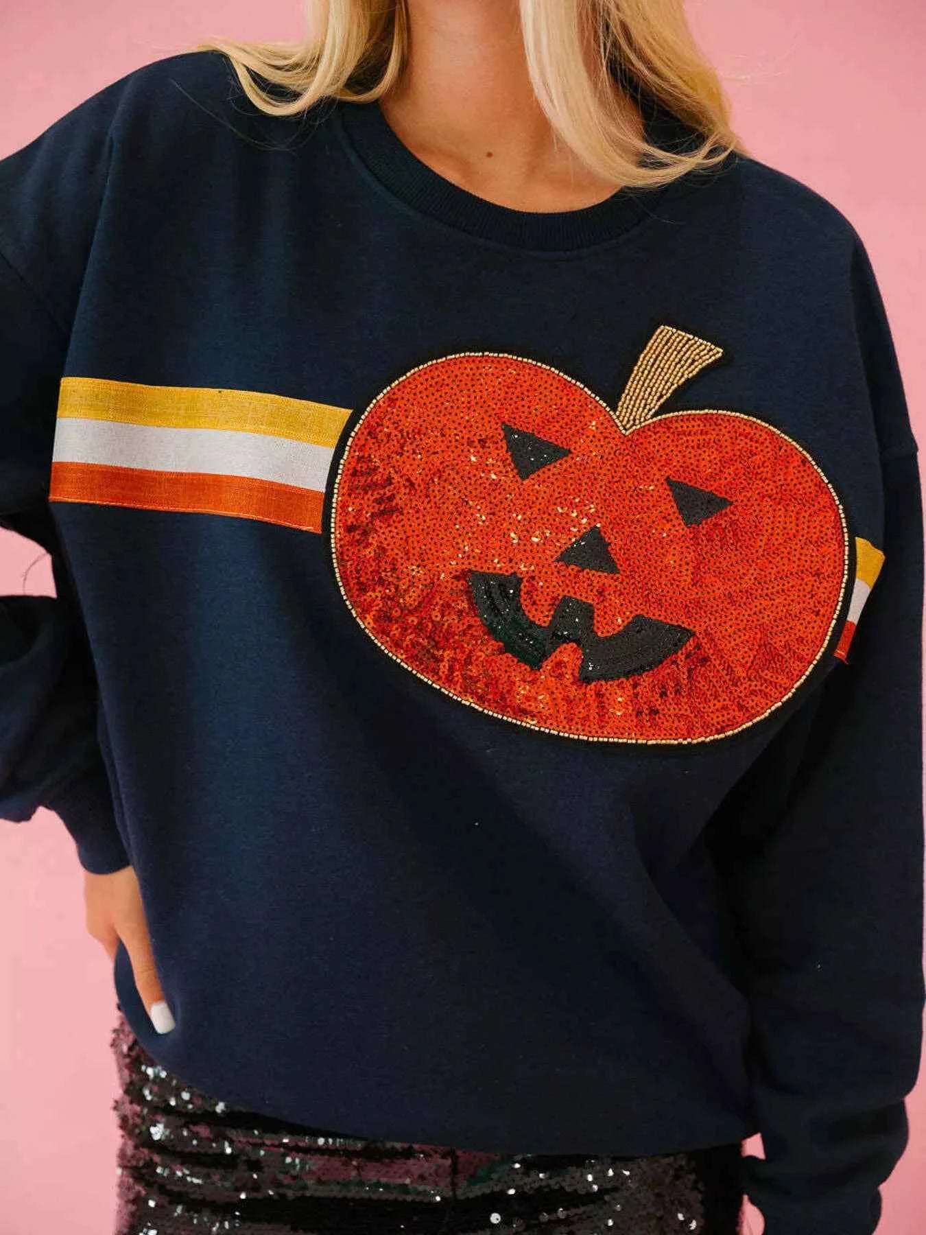 Halloween Sequin Round Neck Sweatshirt 1ad095bdf48d4f80b85d15886f3a0618-Max-Origin