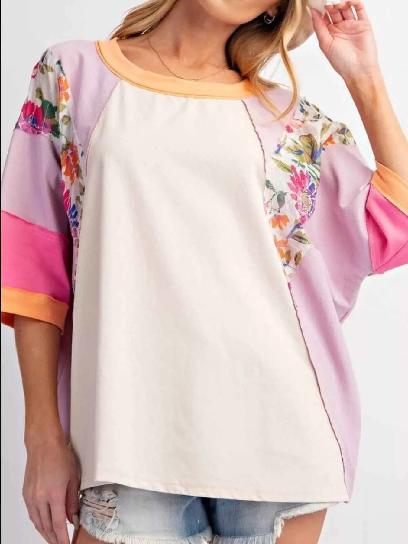 Striped Floral Long Sleeve T-Shirt Lilac 1b7d1ebc-59a9-4310-b366-c290dd105ab7-Max-Origin