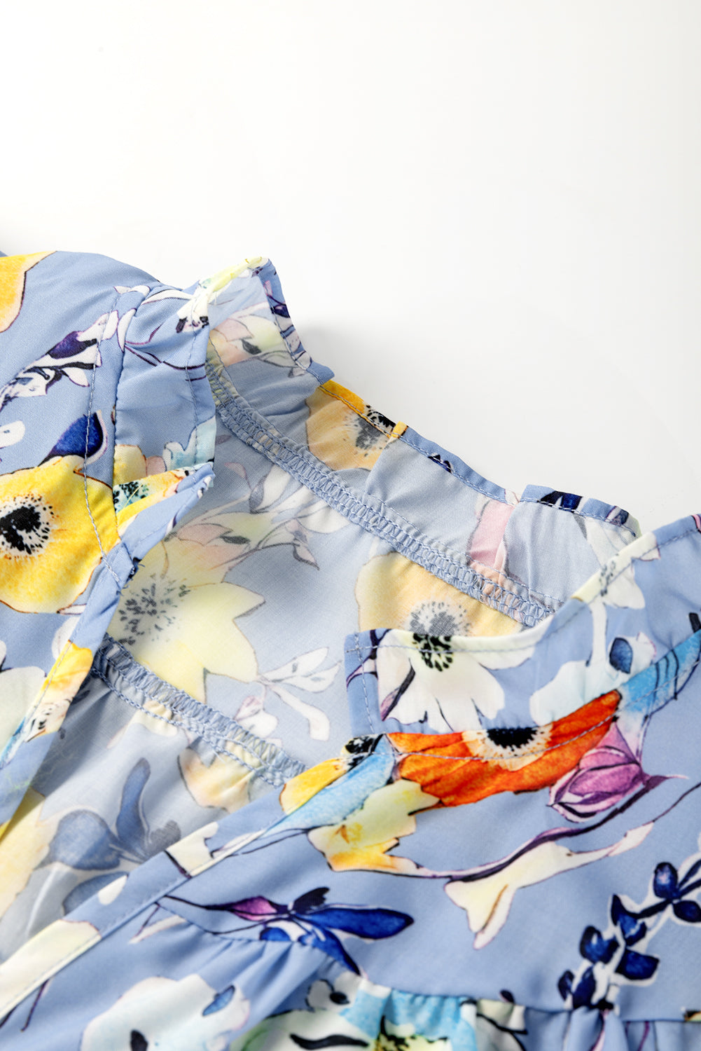 Pink Flutter Sleeve Frill V Neck Floral Top 1d0c35fc7ea586ea