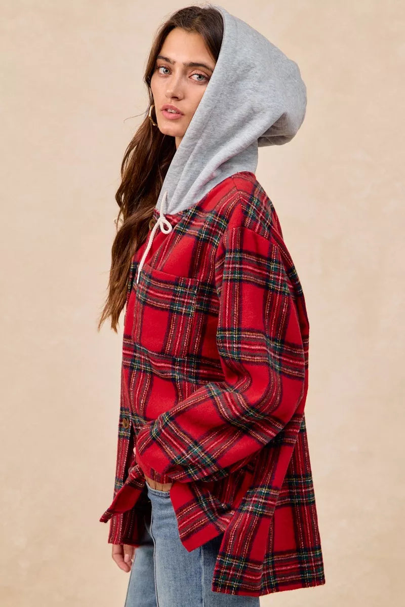 BiBi Brushed Plaid Hooded Jacket 2023fb97e4374e368da8530b7aa929a5-Max-Origin