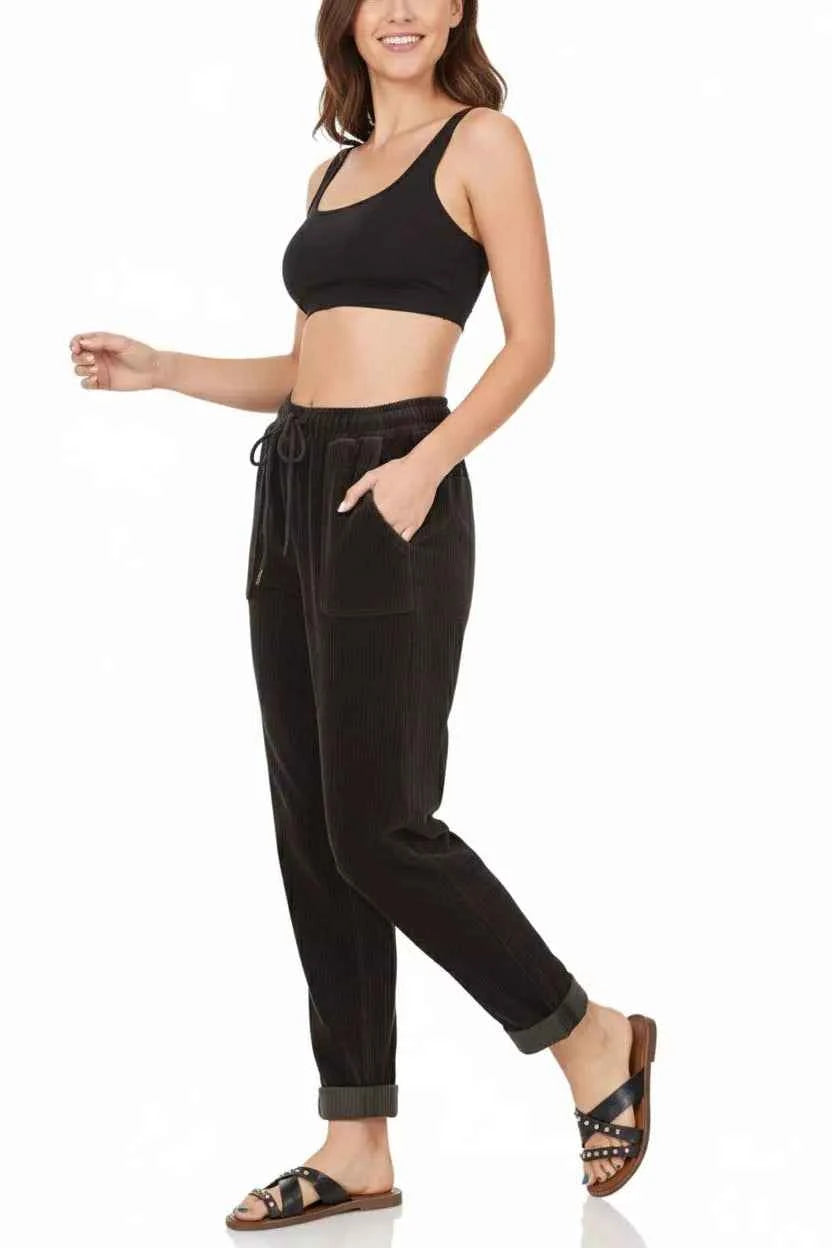 Zenana Corduroy Drawstring Cuffed Pants