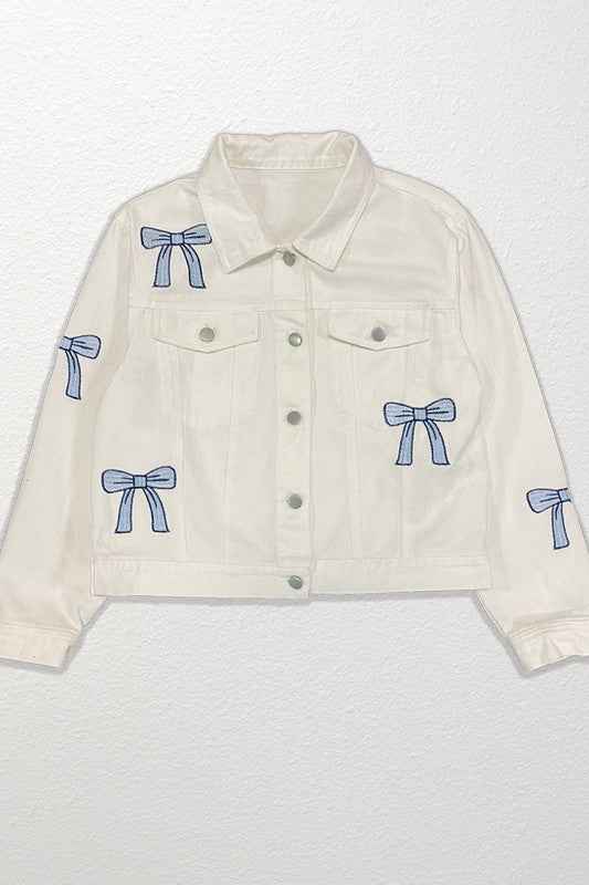 Embroidered bow denim jacket 20666374_b6070203-7e55-4ad7-934e-e380559d1233