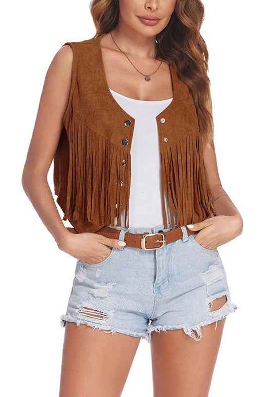 Cropped fringe vest RUST 21513174_a8a7f3cd-8935-4aaa-8acc-d662d9227e41
