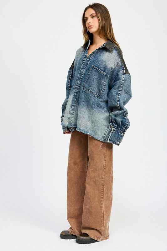 OVERSIZED DENIM JACKET WITH BUTTONS 21939914_5461ef44-3d1f-4762-9e23-78c8dc4cb5fe