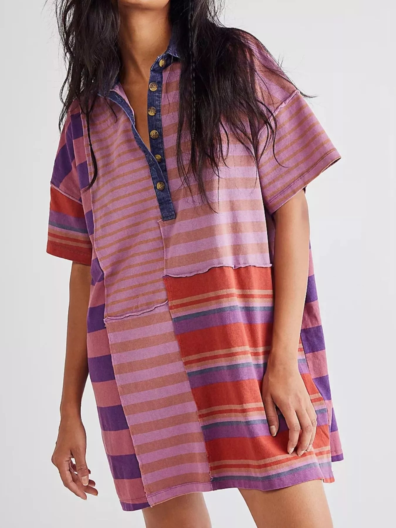 Striped Oversized Half Button Shirt Dress Pink And Purple Stripes 223dfee3-7acc-48a7-a07c-56e7a57ba7d3-Max-Origin