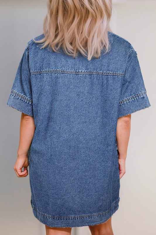 Short Sleeve Collared Pocket Denim Mini Dress 23287774_457d8e95-a296-48fa-861a-3a02492e0c5e
