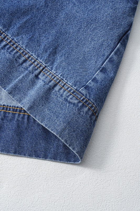 Short Sleeve Collared Pocket Denim Mini Dress 23287774_67be23be-dd45-45dc-861f-e985065a03f1