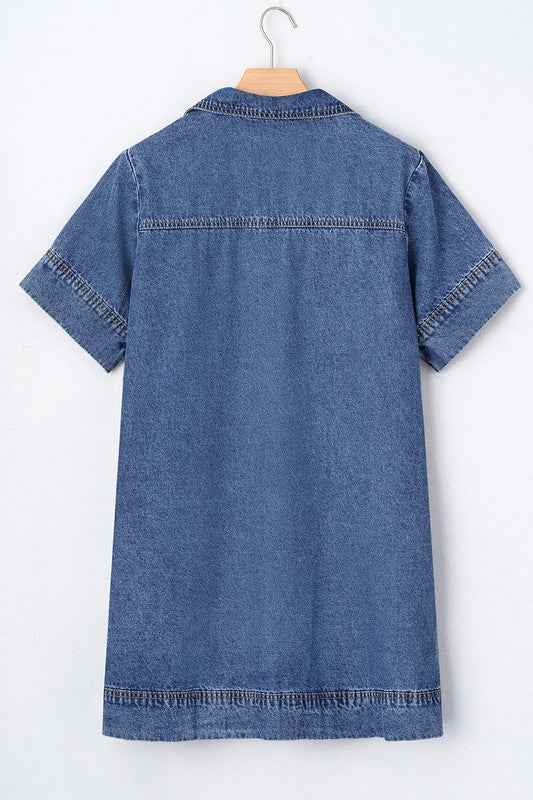 Short Sleeve Collared Pocket Denim Mini Dress 23287774_b5fc1b42-9ff2-4f4b-a1ac-cf181a091ad7