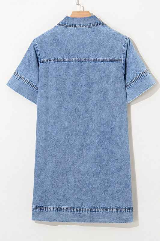 Short Sleeve Collared Pocket Denim Mini Dress 23287774_b8947c97-fdee-48c4-8392-1d35dde52c20