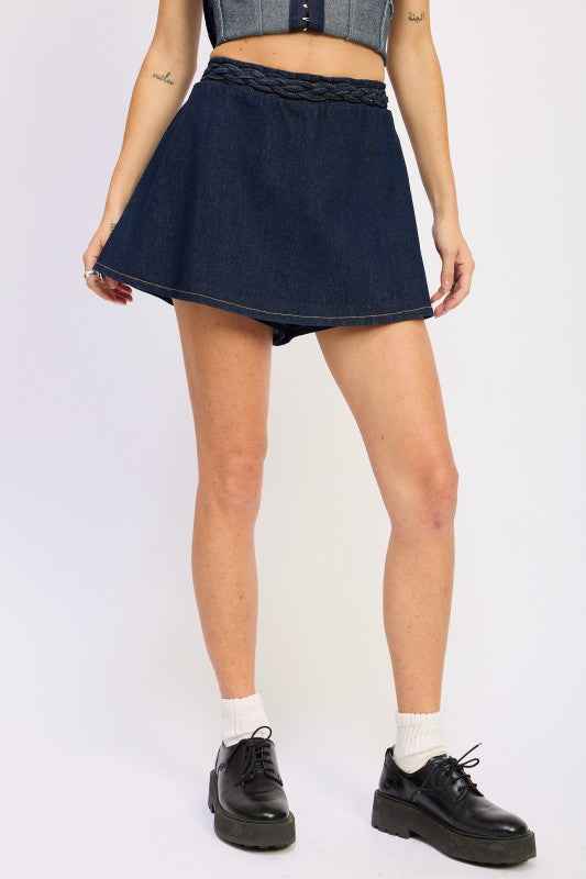 DENIM SKORT WITH ELASTIC WAISTBAND 24174714_42e150fa-558e-41f8-99e4-2b74f1859c7b