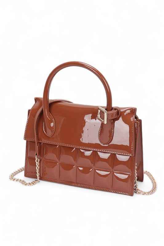 Patent Faux Leather Embossed Top Handle Swing Bag Camel O S 24260191_b35c61e9-b258-4b38-a340-756af4a95ffc