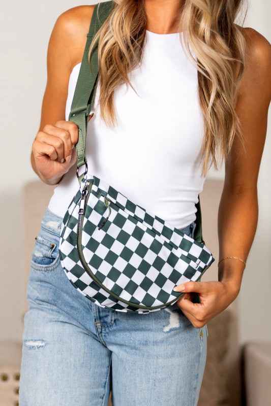 Olivia Nylon Checkered Foldover Crossbody Eucalyptus OneSize 24279550_91f17faf-f6eb-4220-845a-c5c524f8024b