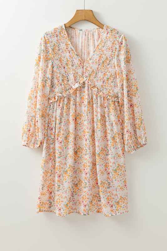 Boho V Neck Empire Waist Long Sleeve Mini Dress 24671823_3fe4647f-52fa-456c-9c69-ce4d60aedbbe