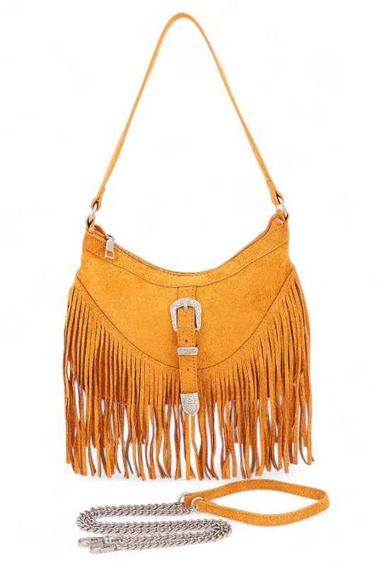 Western Buckle Faux Suede Fringe Bag MUSTARD O S 24694649_5bb5cbfa-aca5-437c-b4c9-795431428a68