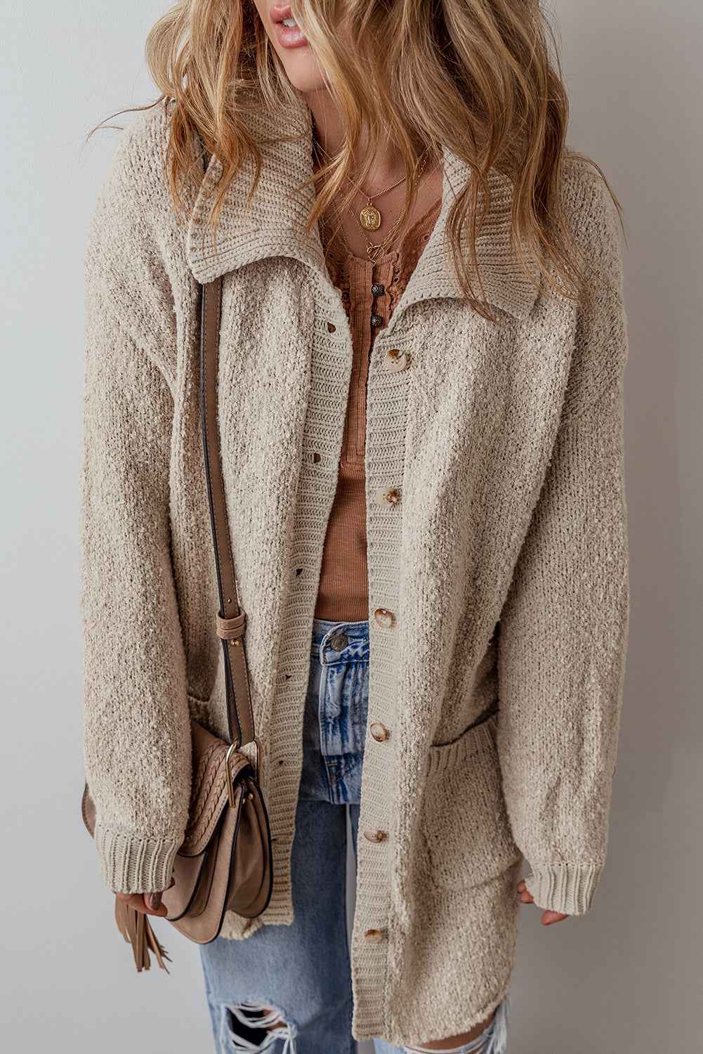 Jet Stream Collared Drop Shoulder Button Up Cardigan with Pocket 26b8b905d68b2efc