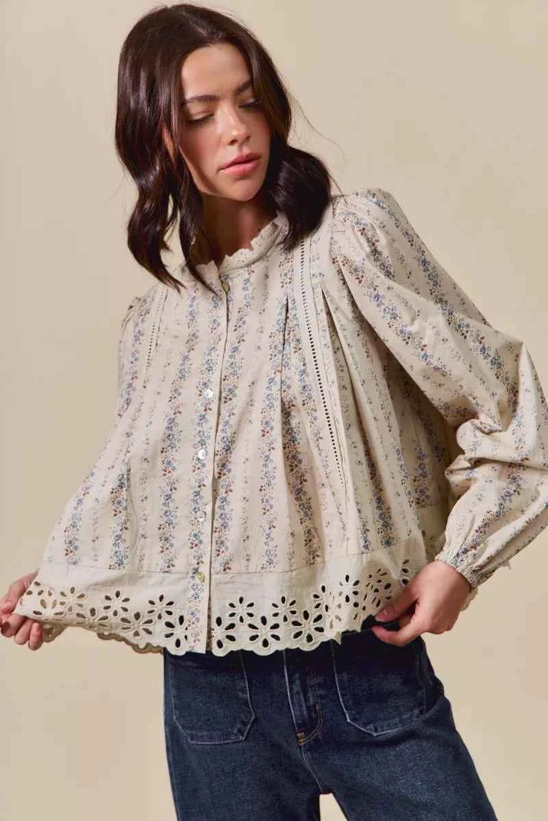 SO ME Floral Print Lace Button Down Shirt 28348162b8ed41edb2d29306d8f66196-Max-Origin