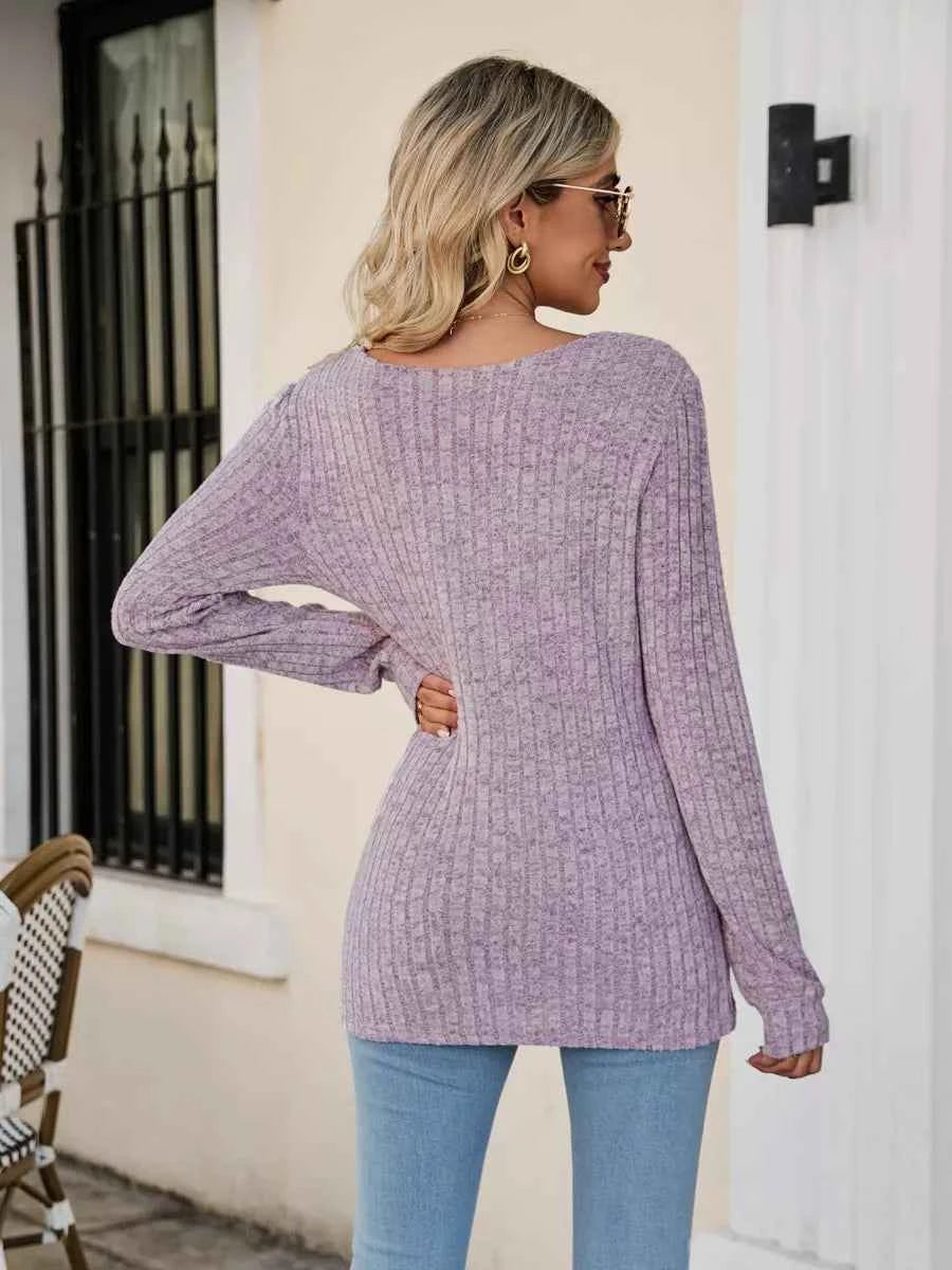 Ribbed Square Neck Long Sleeve T-Shirt 2849957a-c158-48c8-8d91-783af71d940e-Max-Origin