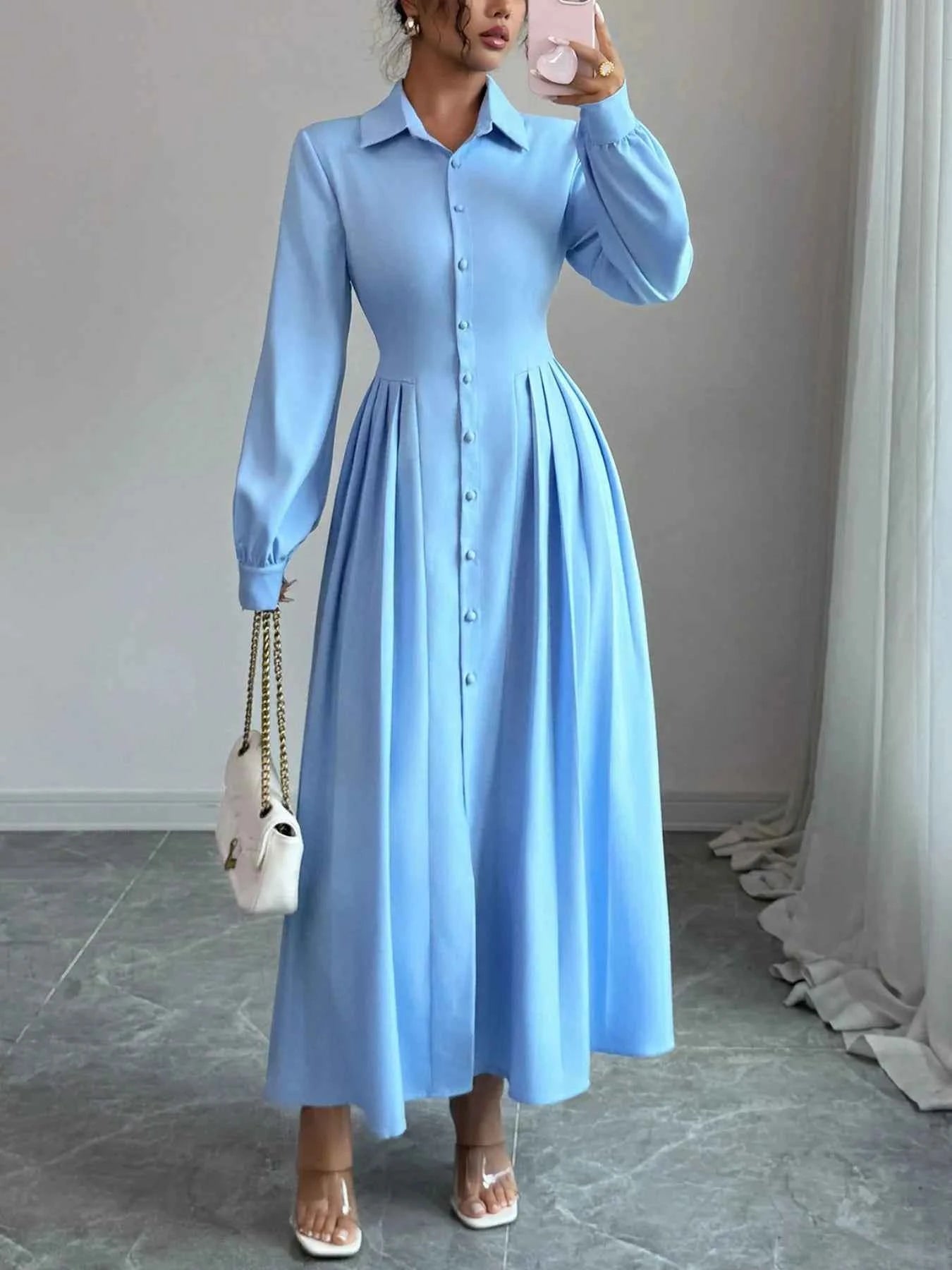 Button-Front Maxi Shirt Dress Light Blue 28b9dda7-10c8-4d25-ab8e-e693f971f3ae-Max-Origin