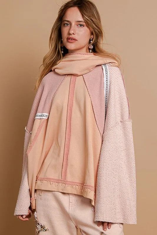POL Exposed Seam Turtleneck Stud Trim French Terry Hoodie 2ab6f10a-f400-4dc2-9952-ea8ad7696341-Max