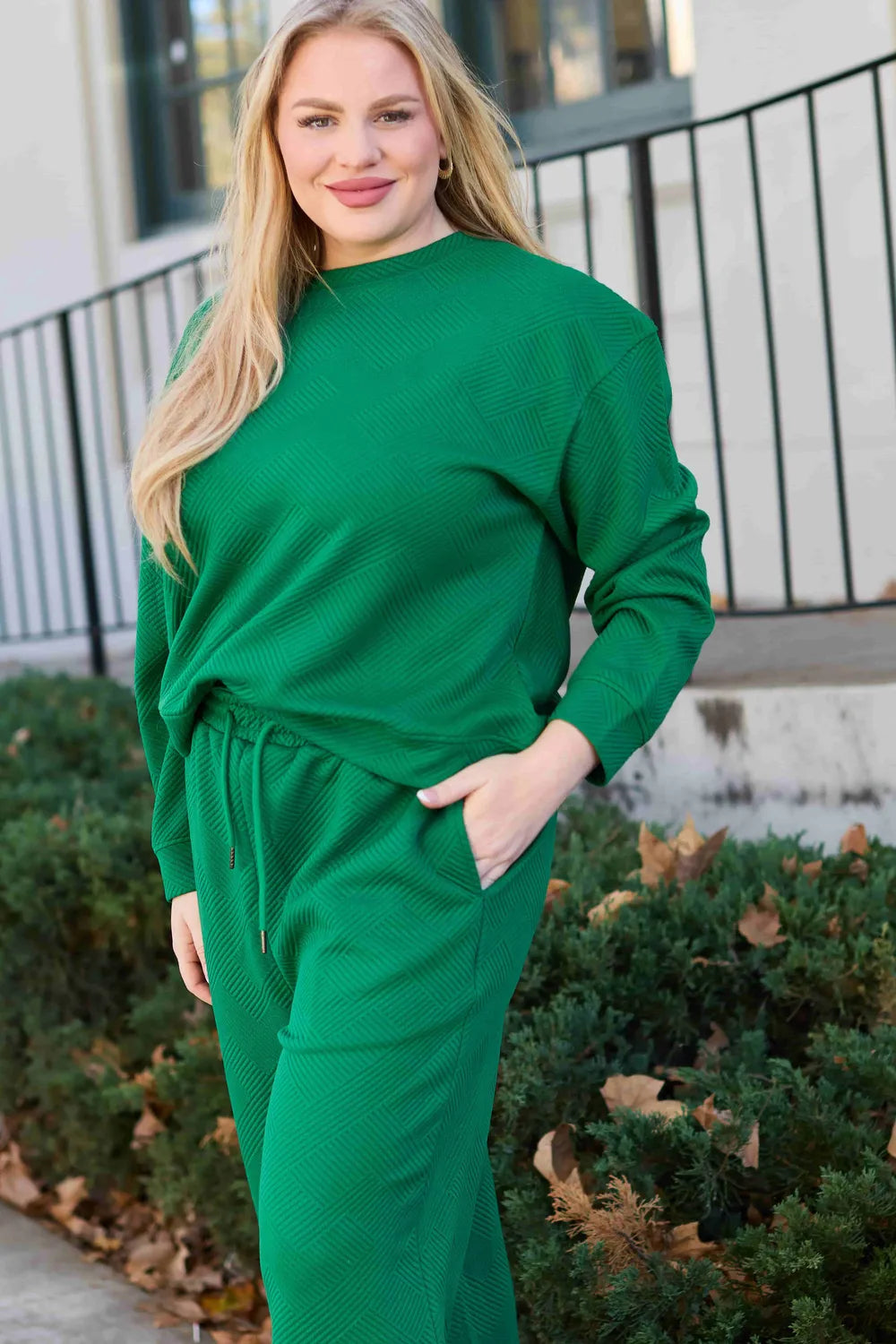 Double Take Full Size Textured Long Sleeve Top and Drawstring Pants Set 2bc6fc535a5c4e468d3d1f9621dc60df-Max