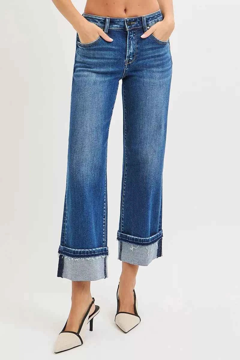 RISEN Mid Rise Ankle Straight Jeans with Cuffed Hem DARK 2ce85d3cf1df421a8e09fcc19dc2c26b-Max-Origin