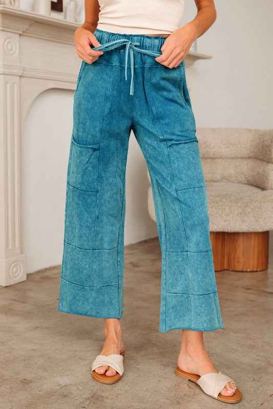 Mineral Wash High Waist Raw Hem Pants 2d9fb7aa-5112-4a9f-8f54-2bba8e0bc3e0