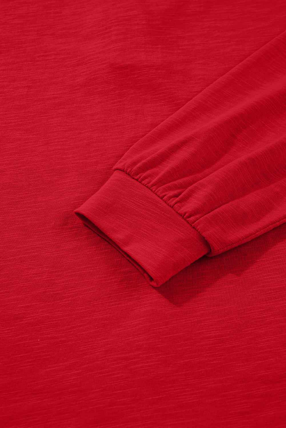 Racing Red Casual Button V Neck Long Sleeve Top 2e853bae72417d39
