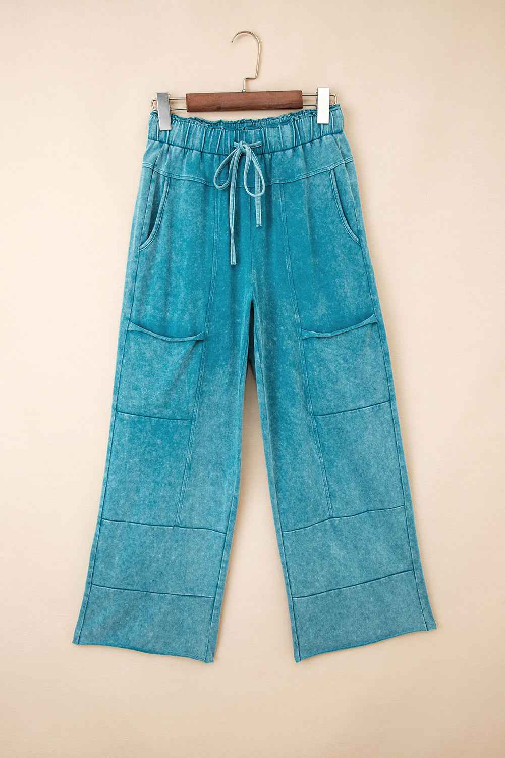 Medium Grey Mineral Wash Knot High Waist Raw Hem Pants 2f49cf0345bf8a0b