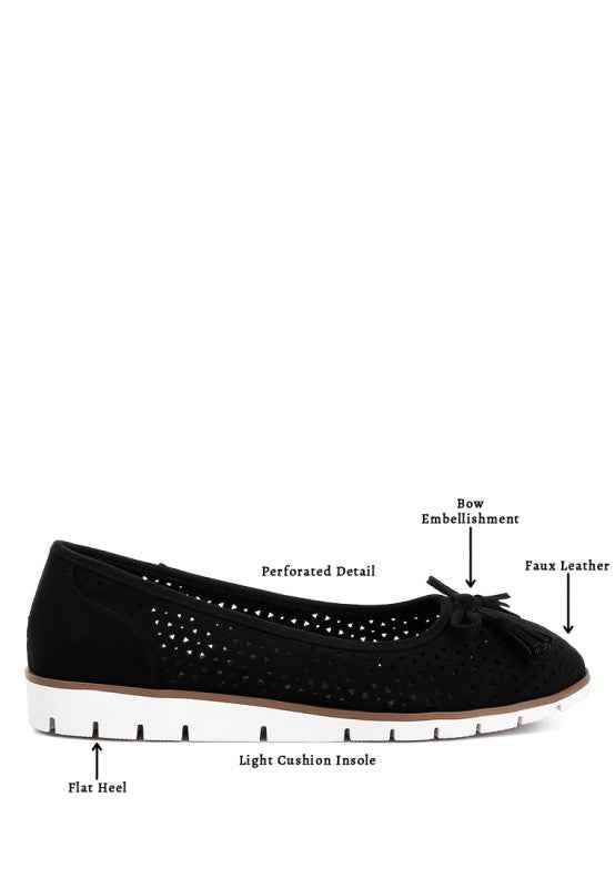 Pacer Perforated Leather Ballerinas 2f9c4f10-9b97-4bb3-b5df-54118ad6a5a7
