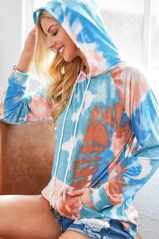BiBi Tie Dye Jersey Knit Hoodie With Kangaroo Pocket 307f802cb2a34ee5a53415d83c7d1934-Max-Origin